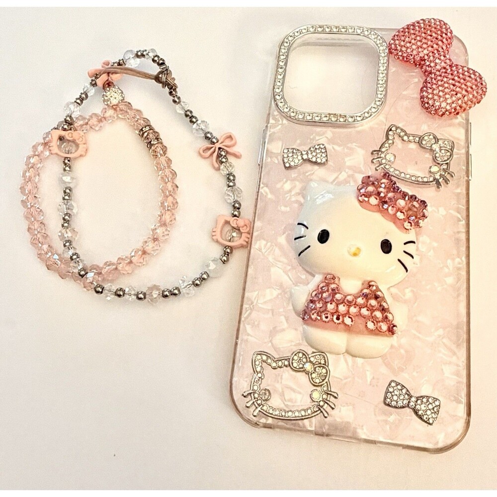 Bling 3D Hello Kitty Crystal Case For iPhone Duo 15 Pro Max